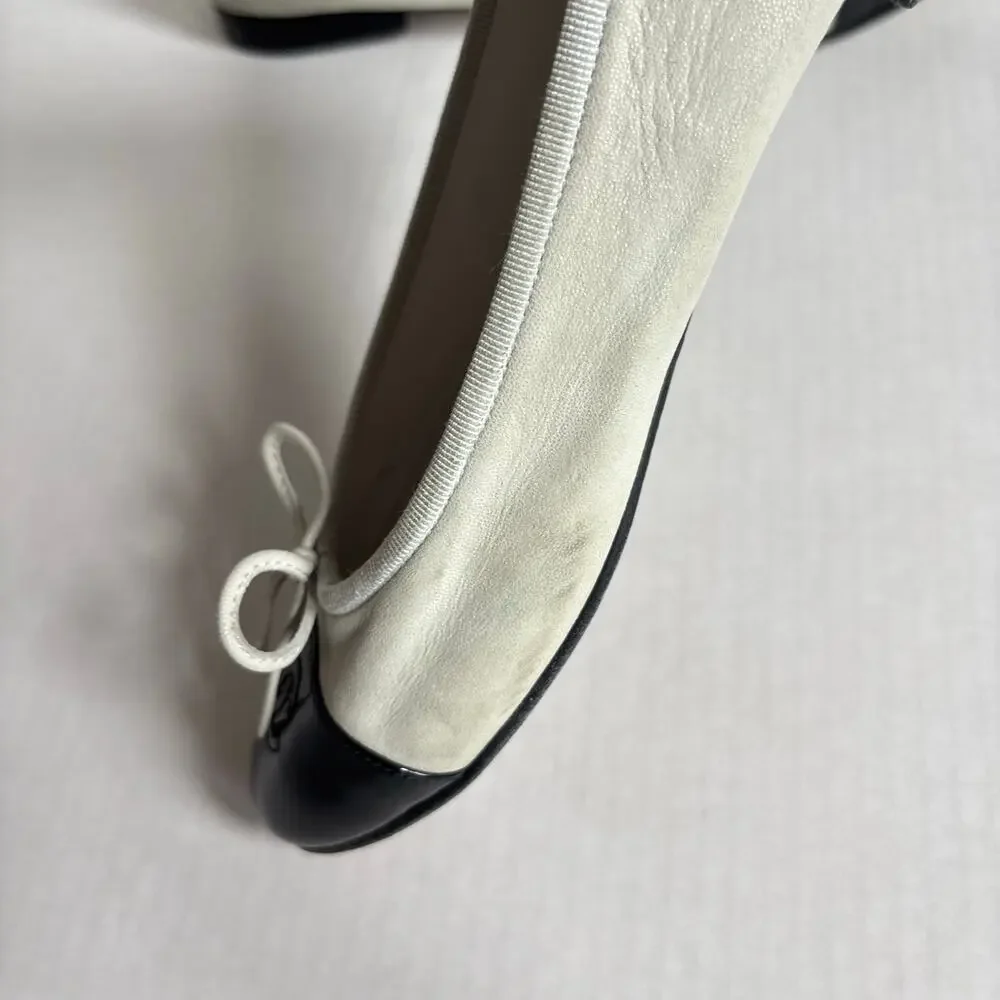 Chanel Cap Toe CC Logo Ballet Flats Gray Black Patent Leather Shoes Size EU 41 - Picture 15 of 16